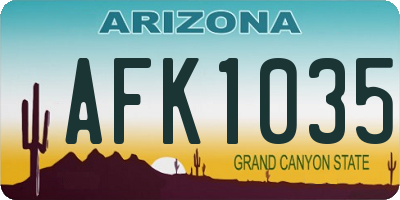 AZ license plate AFK1035