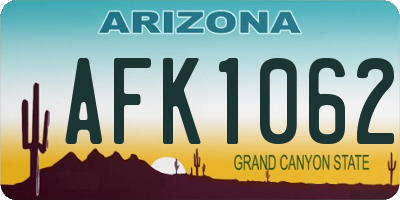 AZ license plate AFK1062