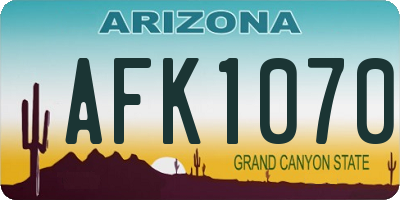 AZ license plate AFK1070