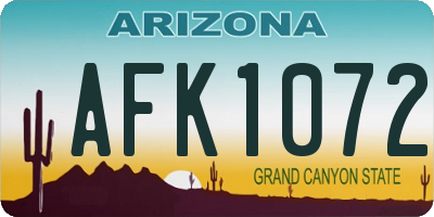 AZ license plate AFK1072