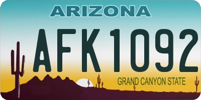 AZ license plate AFK1092