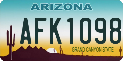 AZ license plate AFK1098