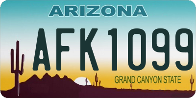 AZ license plate AFK1099