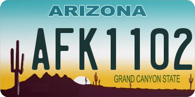 AZ license plate AFK1102