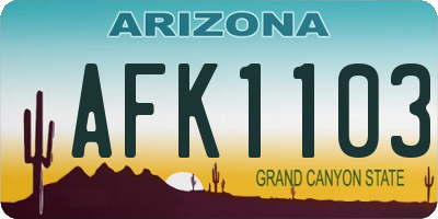 AZ license plate AFK1103