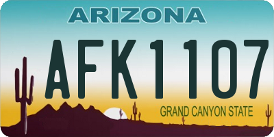 AZ license plate AFK1107