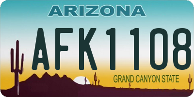 AZ license plate AFK1108