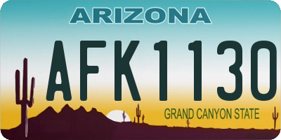 AZ license plate AFK1130