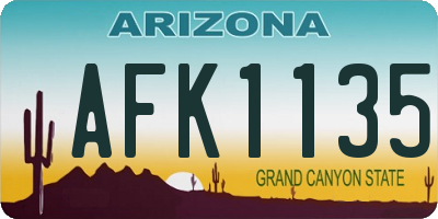 AZ license plate AFK1135