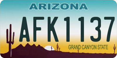 AZ license plate AFK1137