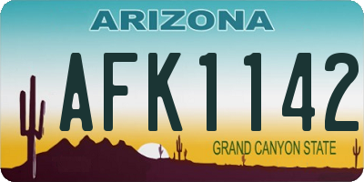 AZ license plate AFK1142