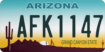 AZ license plate AFK1147