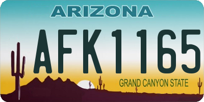 AZ license plate AFK1165