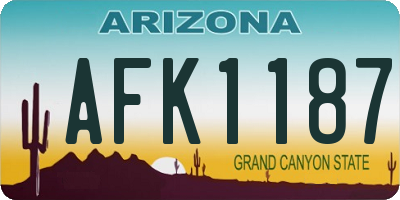 AZ license plate AFK1187