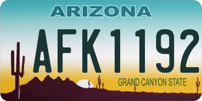 AZ license plate AFK1192