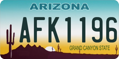 AZ license plate AFK1196