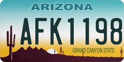 AZ license plate AFK1198