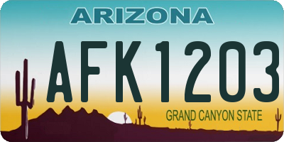 AZ license plate AFK1203
