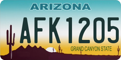 AZ license plate AFK1205