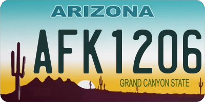 AZ license plate AFK1206