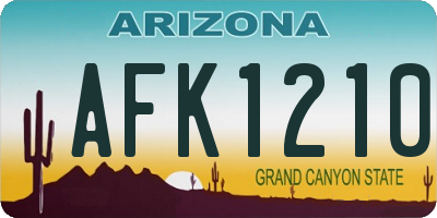 AZ license plate AFK1210