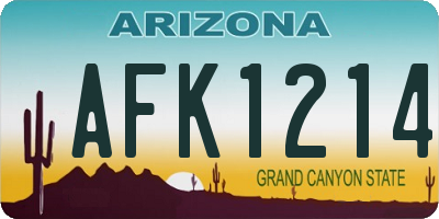 AZ license plate AFK1214