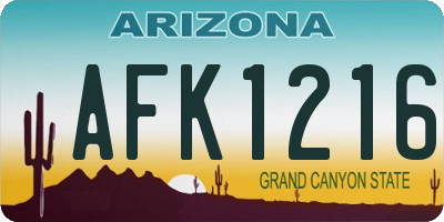 AZ license plate AFK1216