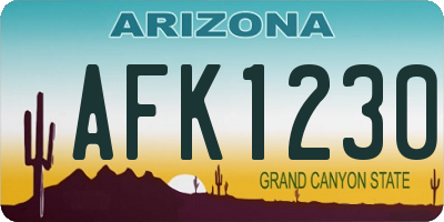 AZ license plate AFK1230