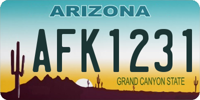 AZ license plate AFK1231