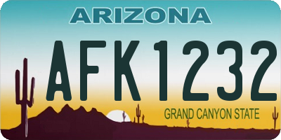AZ license plate AFK1232
