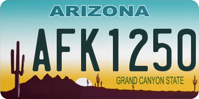 AZ license plate AFK1250