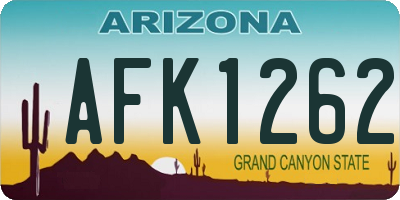 AZ license plate AFK1262