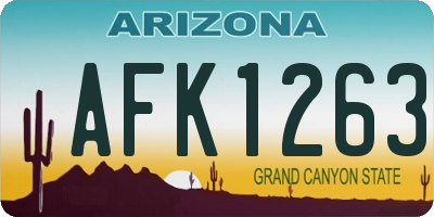 AZ license plate AFK1263