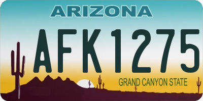 AZ license plate AFK1275