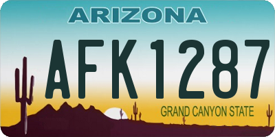 AZ license plate AFK1287