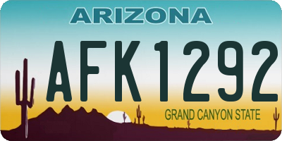 AZ license plate AFK1292