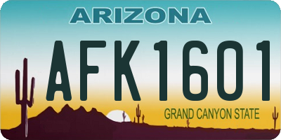 AZ license plate AFK1601