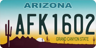 AZ license plate AFK1602
