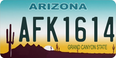 AZ license plate AFK1614