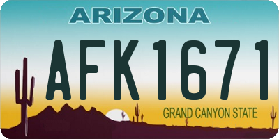 AZ license plate AFK1671