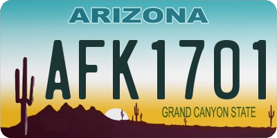 AZ license plate AFK1701