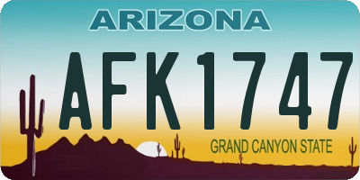 AZ license plate AFK1747