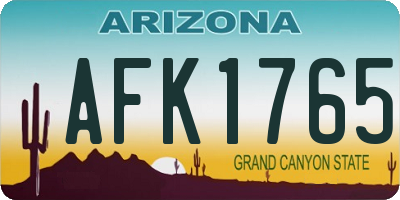 AZ license plate AFK1765