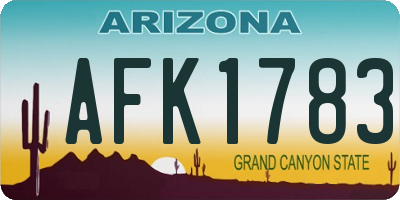 AZ license plate AFK1783