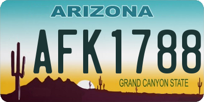AZ license plate AFK1788