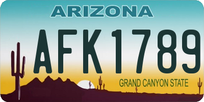 AZ license plate AFK1789