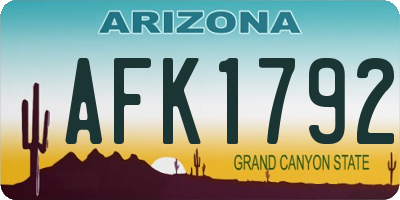 AZ license plate AFK1792