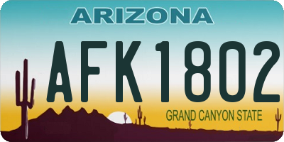 AZ license plate AFK1802