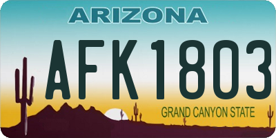 AZ license plate AFK1803