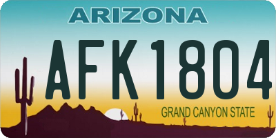 AZ license plate AFK1804